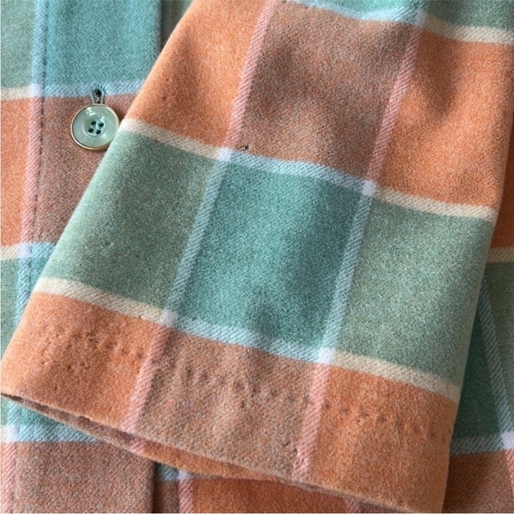 Escada Margaretha Ley Orange & Green Plaid Cashmere Wool Shirt Jacket - Picture 12 of 13